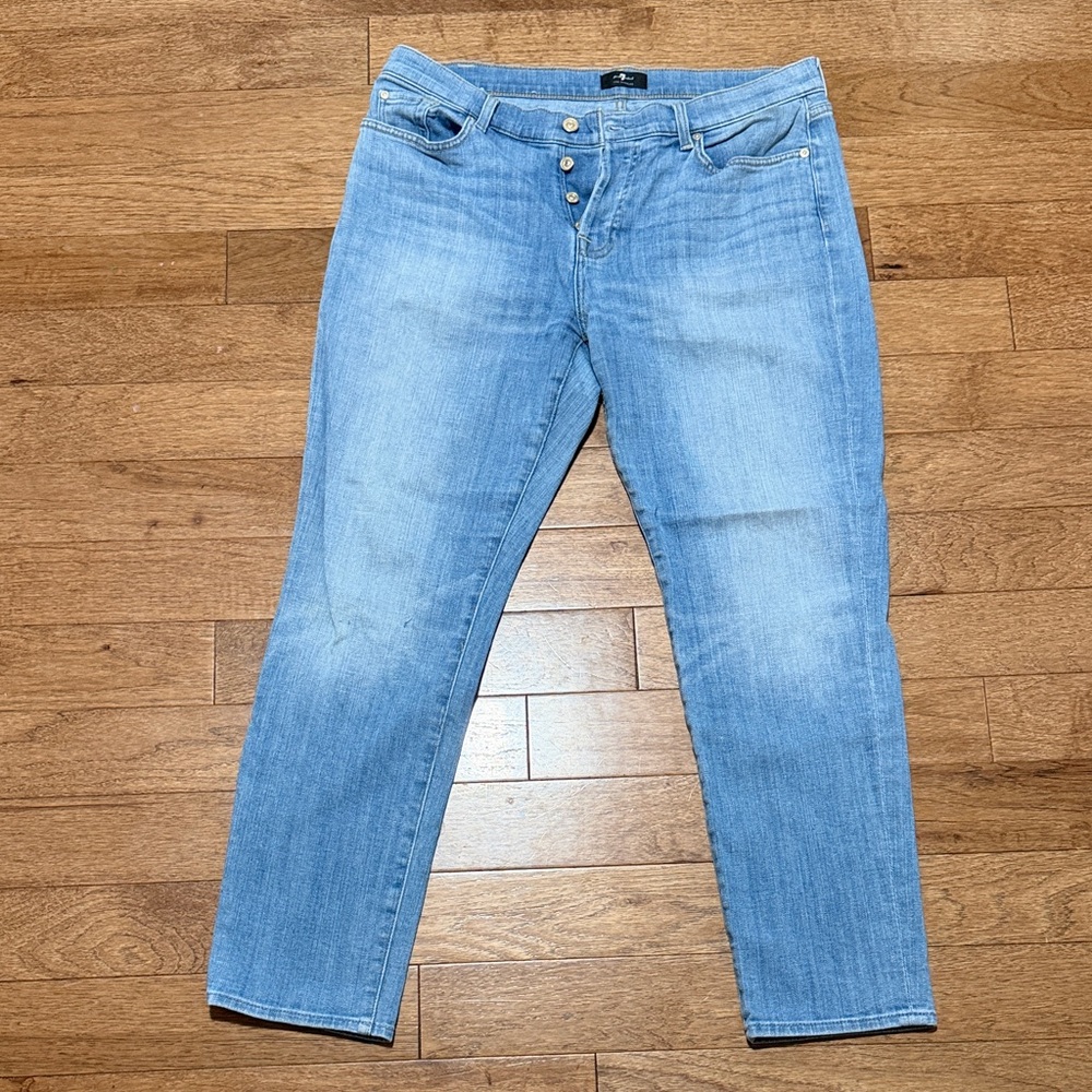7 For All Mankind Sky Blue Cropped Jeans